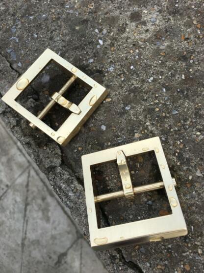 Handmade solid brass square buckle