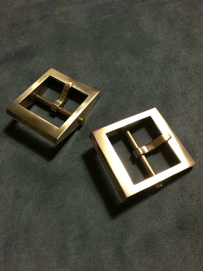 Handmade solid brass square buckle