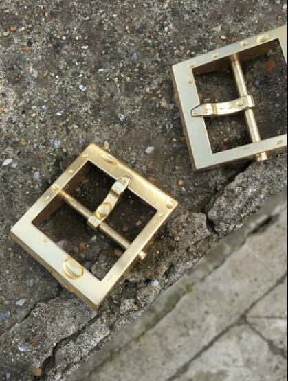 Handmade solid brass square buckle