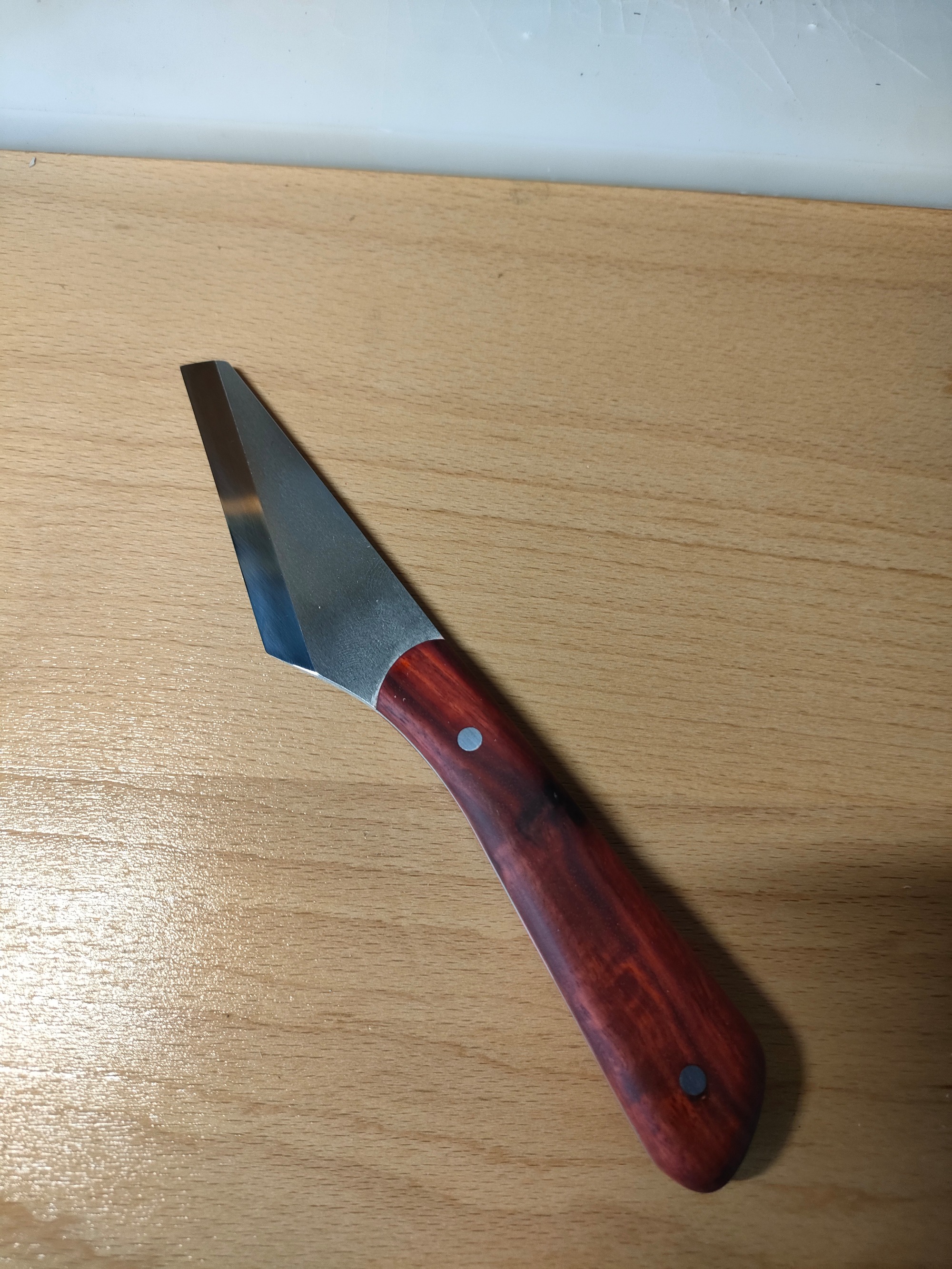 KL rosewood handle clip tip straight cutting knife