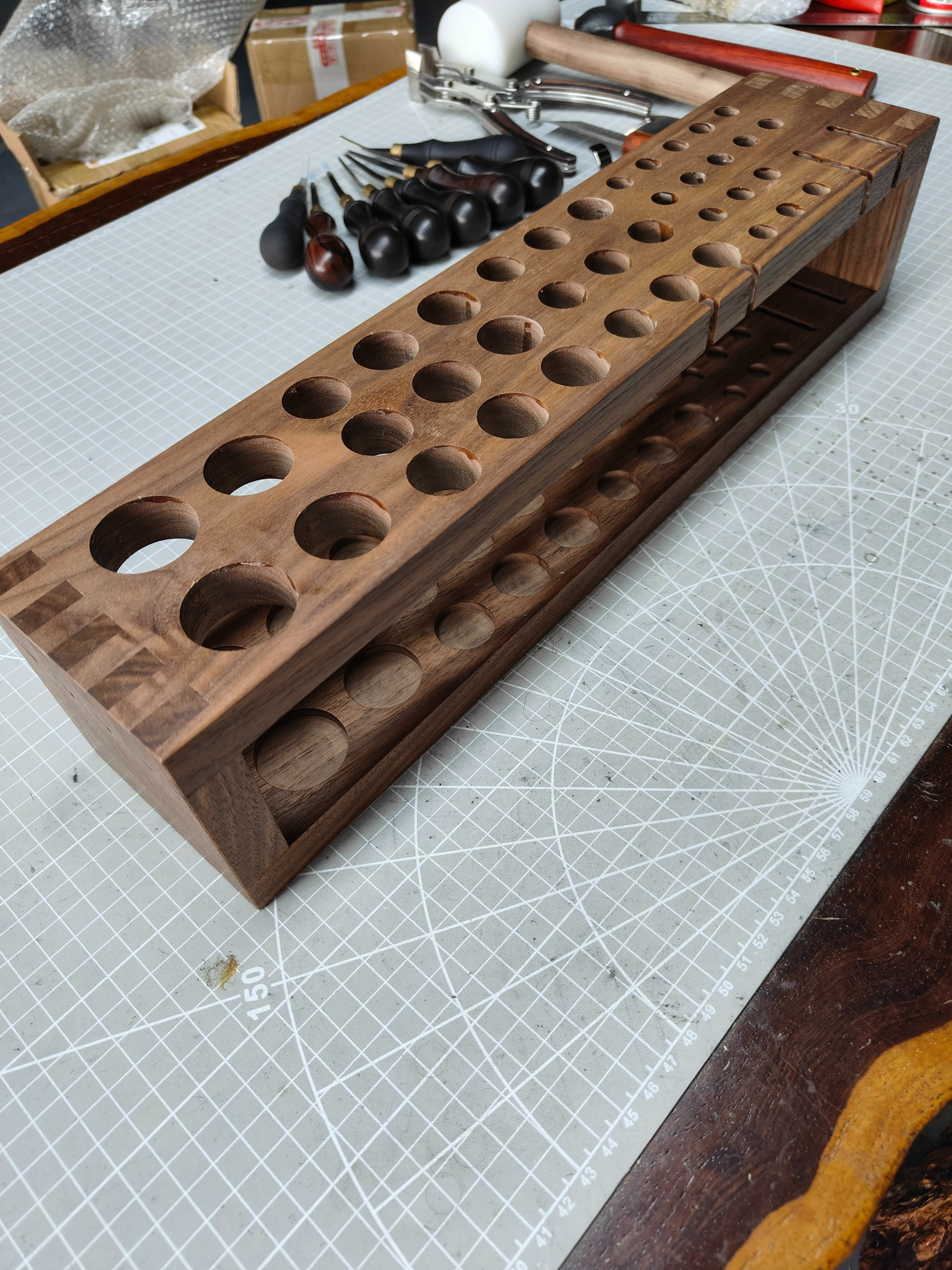 Walnut tool rack