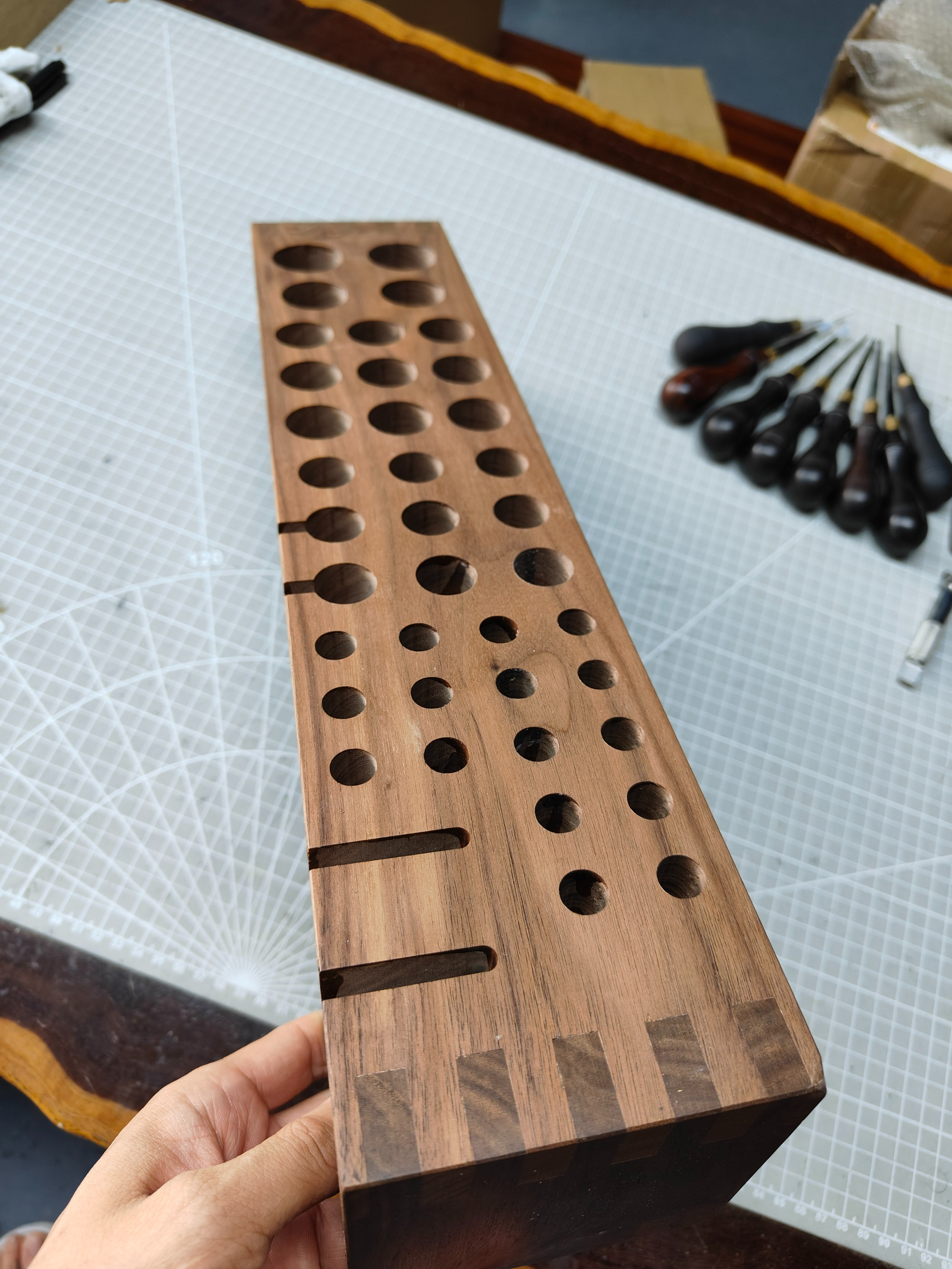 Walnut tool rack