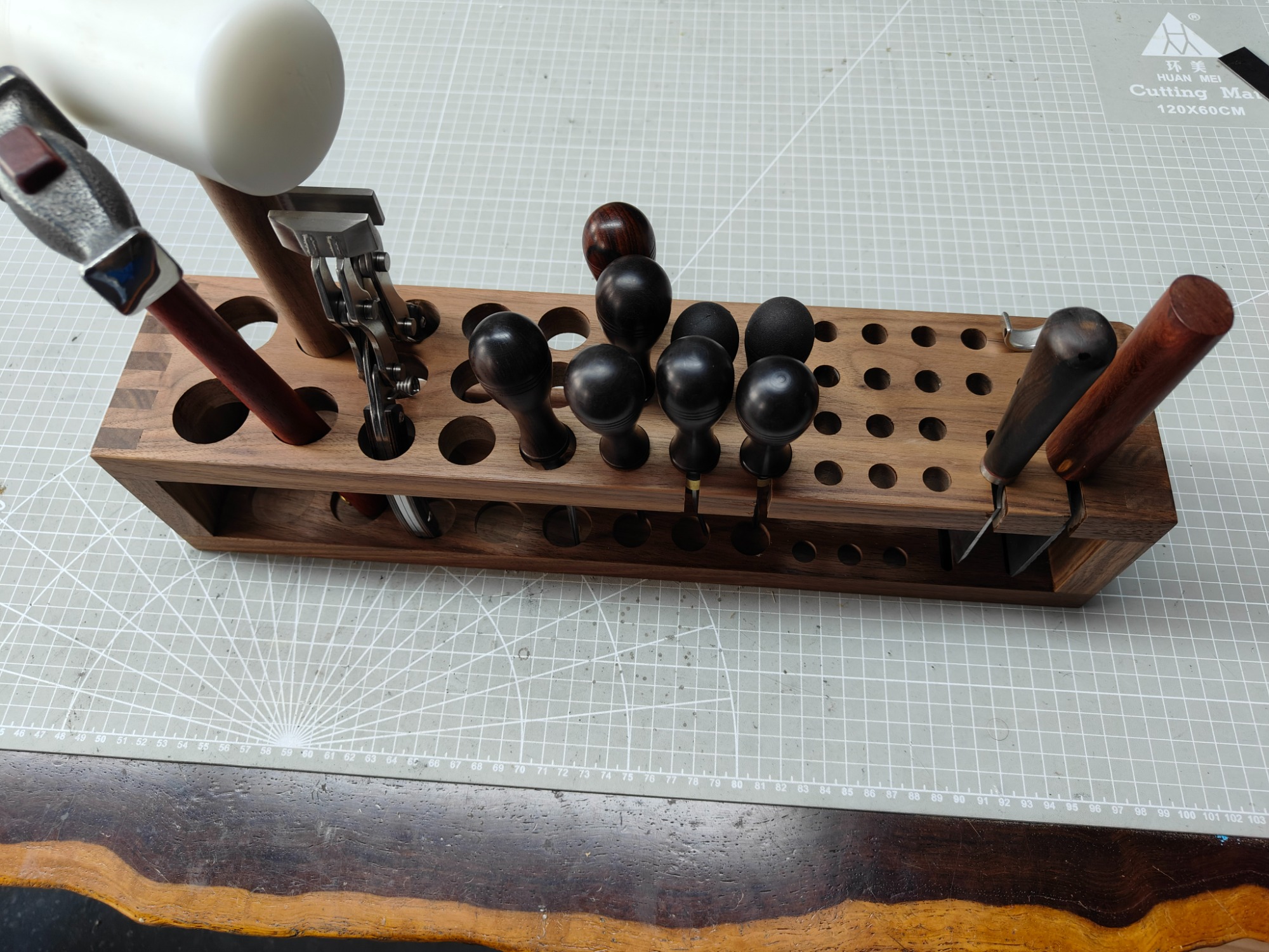 Walnut tool rack