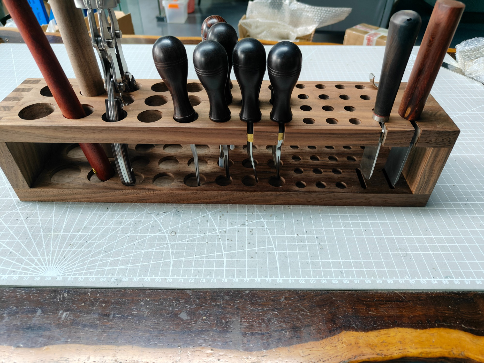 Walnut tool rack