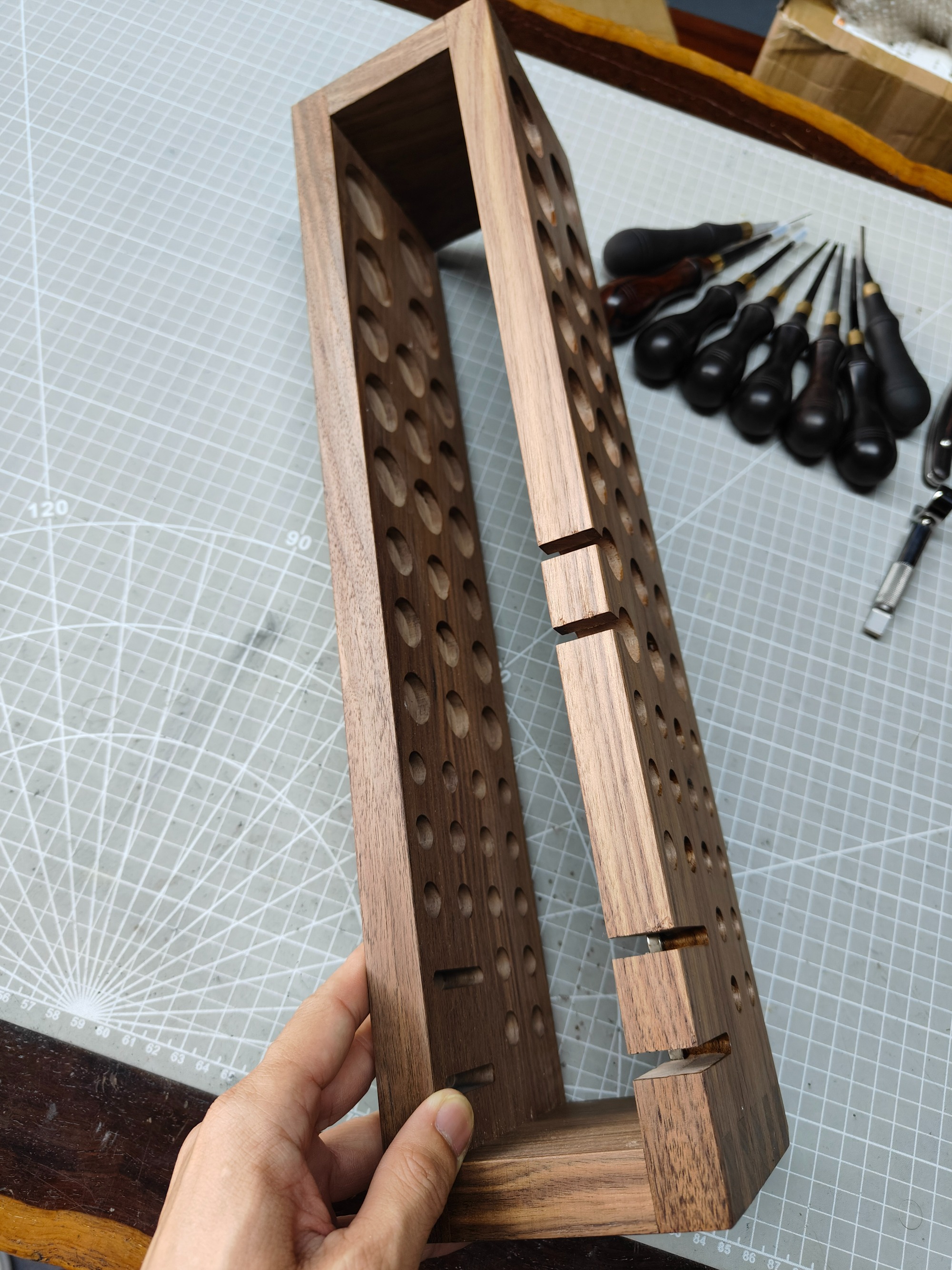 Walnut tool rack