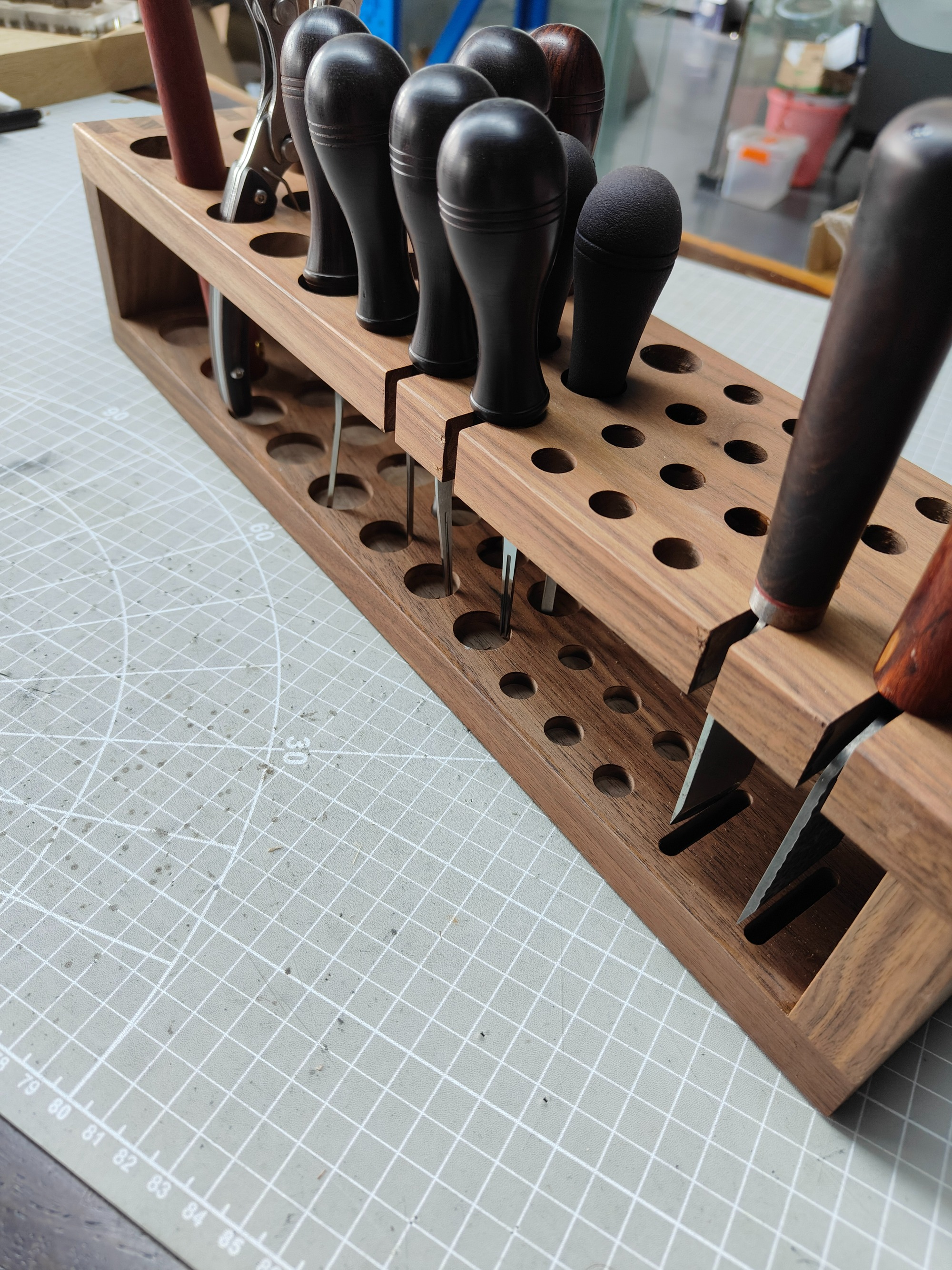 Walnut tool rack