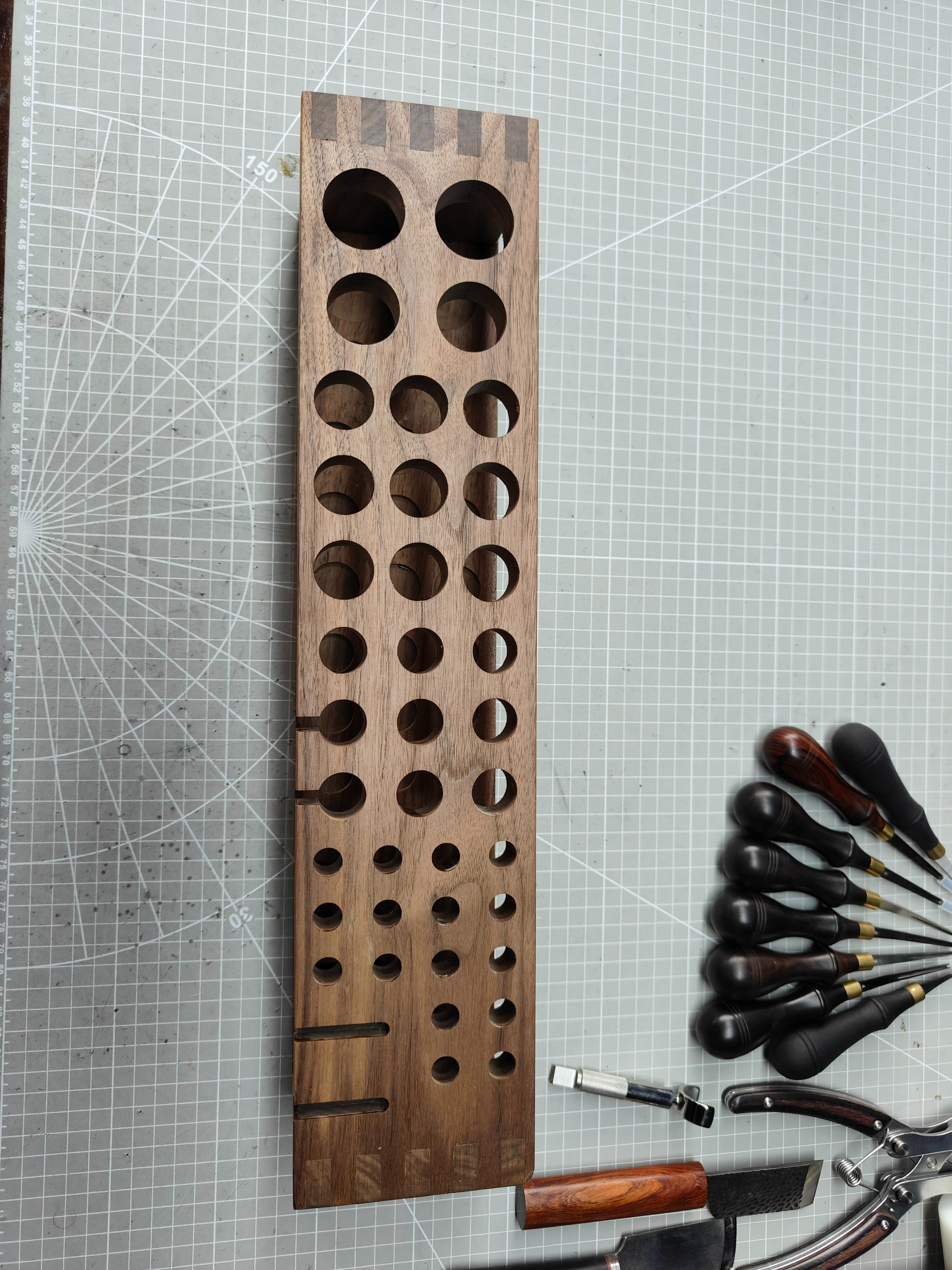 Walnut tool rack
